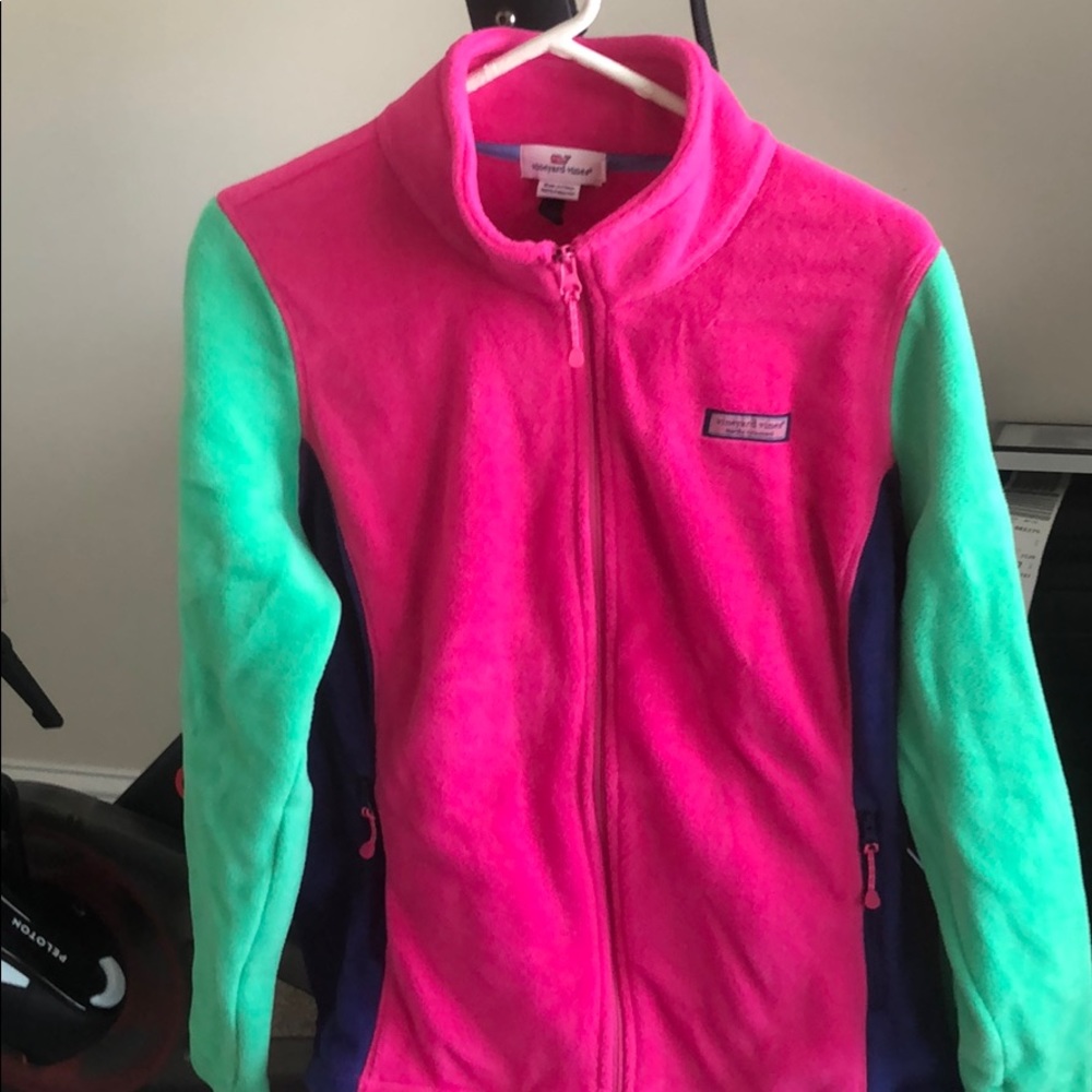 vineyard vines multi colored zip up fleece